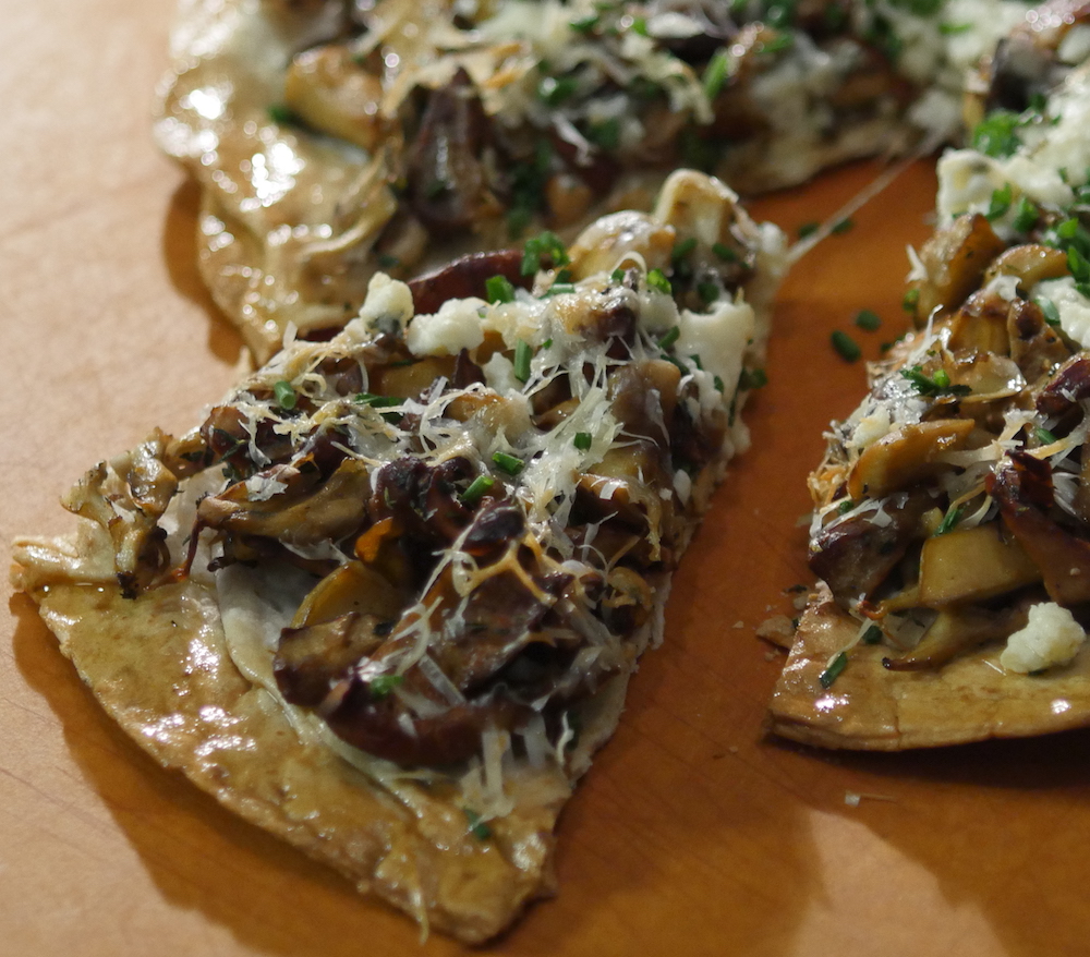 Lavash Pizza with Mushrooms and Cheese